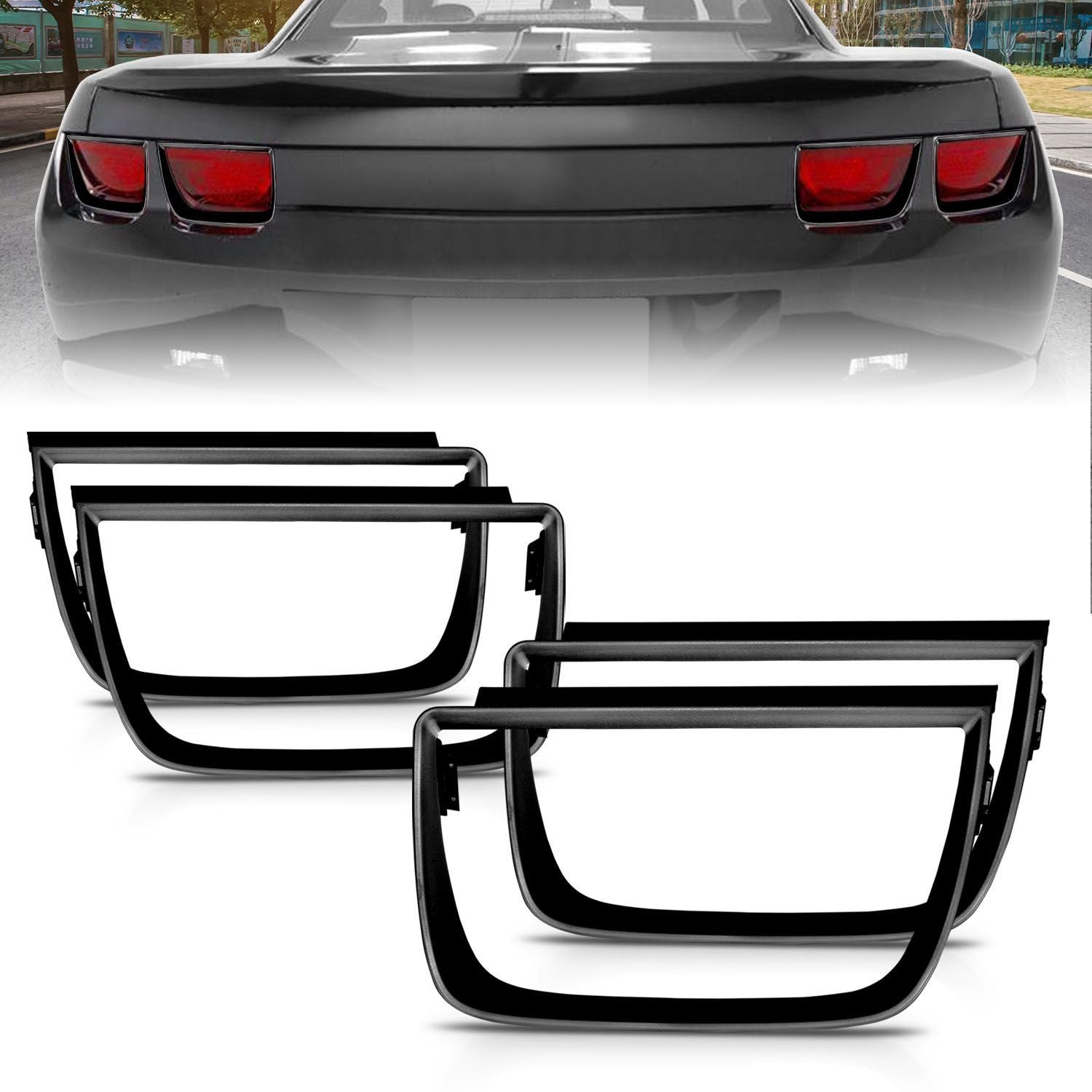 Chevrolet Camaro 10-13 Tail Lights Bezel Flat Black 4pc - Image 1