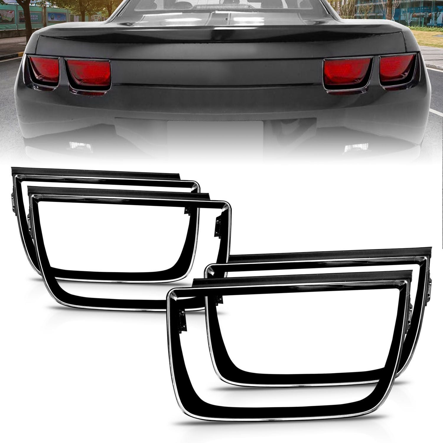 Chevy Camaro 10-13 Tail Lights Bezel Glossy Black 4pc - Image 1