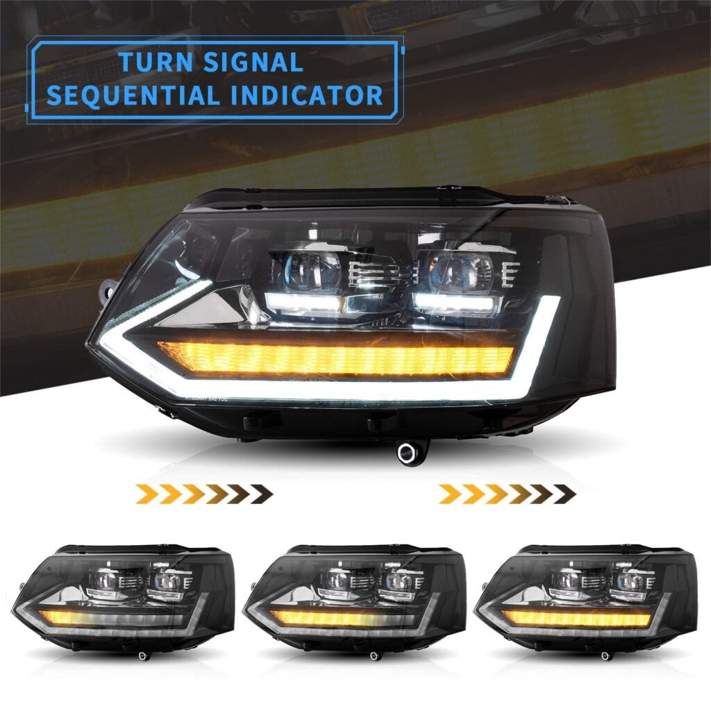 VLAND LED Projector Headlights For Volkswagen Transporter Caravelle Multivan T5 Base/SE/Sportline 2010-2015