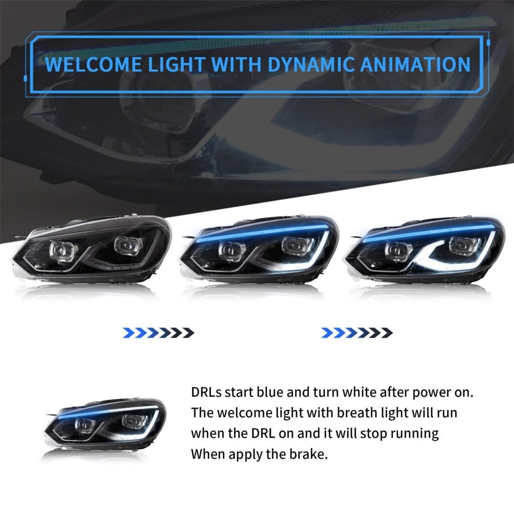 VLAND LED Projector Headlights Head Lamps For Volkswagen VW Golf 6 / MK6 2010-2014 (NOT fit for Golf GTI and Golf R models)