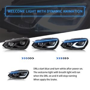 VLAND LED Projector Headlights Head Lamps For Volkswagen VW Golf 6 / MK6 2010-2014 (NOT fit for Golf GTI and Golf R models) - Image 6