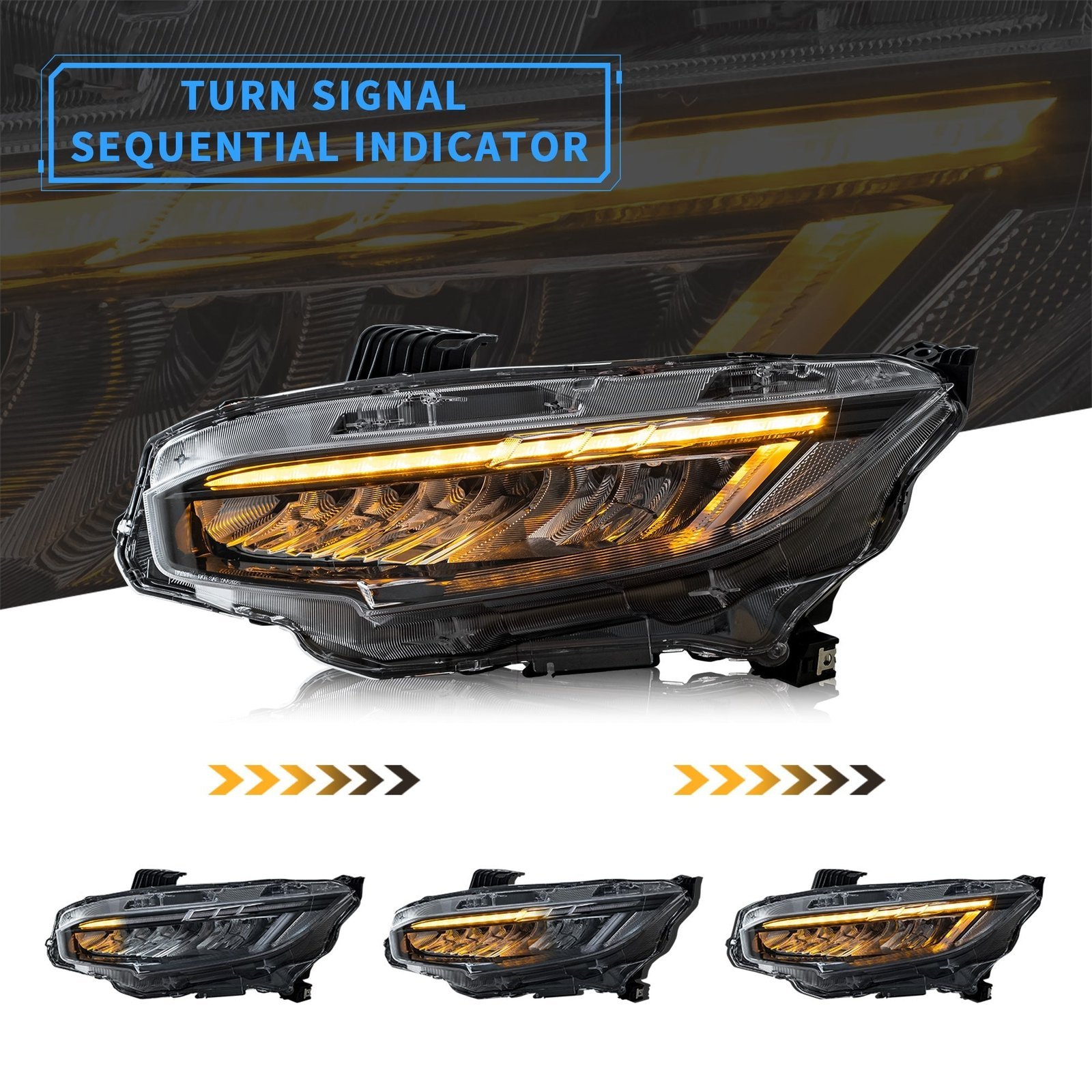 VLAND 1 Pair LED Headlights For 10th Gen Honda Civic Sedan / Coupe / Hatchback / Type R 2016-2021(US Warehouse) - Image 3