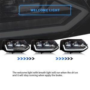 VLAND LED Projector Headlights For Volkswagen Transporter Caravelle Multivan T5 Base/SE/Sportline 2010-2015 - Image 3
