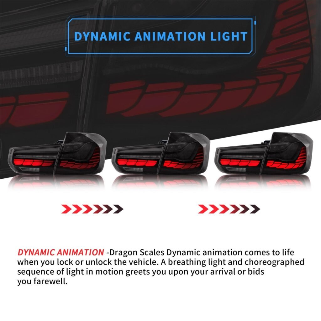 VLAND OLED Tail Lights For BMW 3-Series F30 F35 F80 Sedan 2013-2018 with Dynamic Animation Lighting (Do NOT Fit for Convertible| 2015 328i F30)