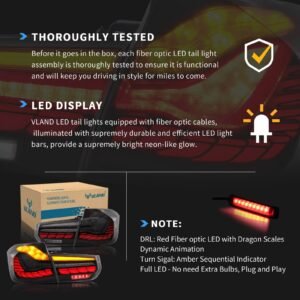VLAND OLED Tail Lights For BMW 3-Series F30 F35 F80 Sedan 2013-2018 with Dynamic Animation Lighting (Do NOT Fit for Convertible| 2015 328i F30) - Image 18