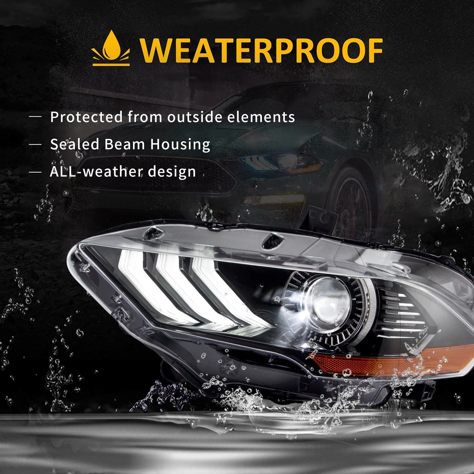 VLAND LED & RGB Projector Headlights For Ford Mustang GT and EcoBoost Models 2018-2022 - Image 11