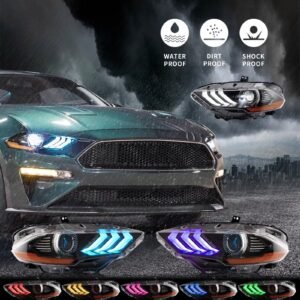 VLAND LED & RGB Projector Headlights For Ford Mustang GT and EcoBoost Models 2018-2022 - Image 8