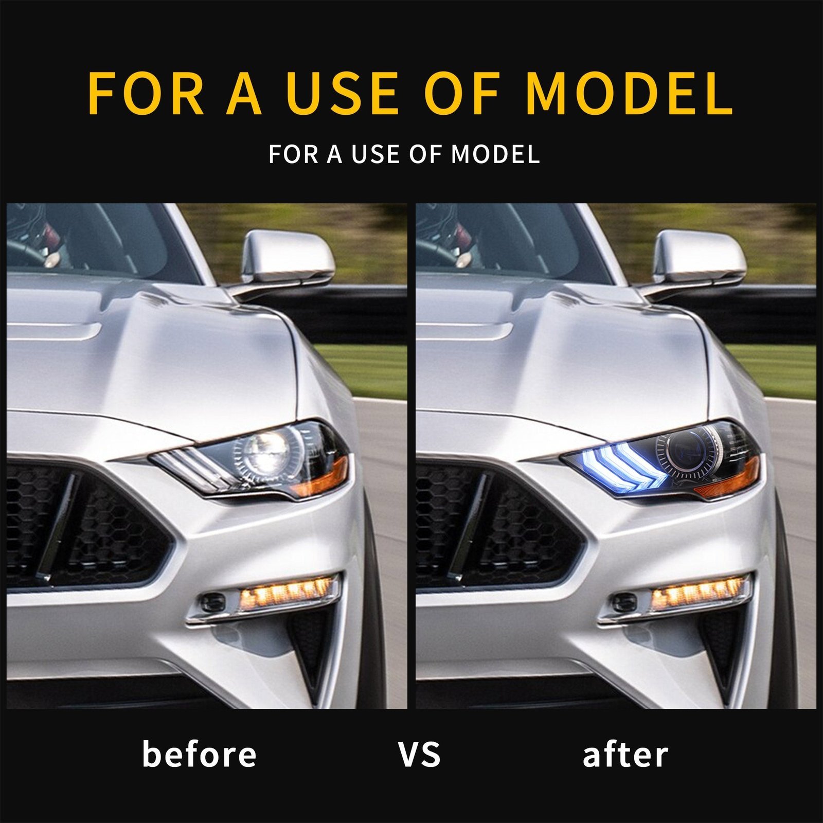 VLAND LED & RGB Projector Headlights For Ford Mustang GT and EcoBoost Models 2018-2022 - Image 3