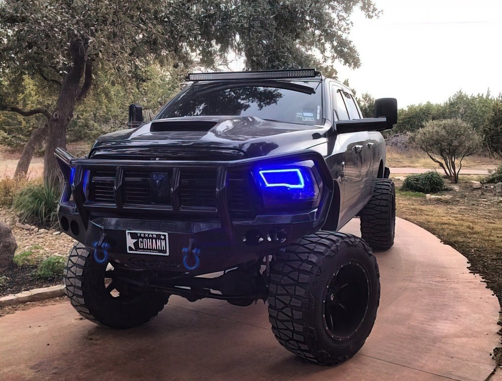Oracle Lighting 2009-2018 Ram 1500 Sport Pre-assembled SMD Halo Headlights - Black Housing