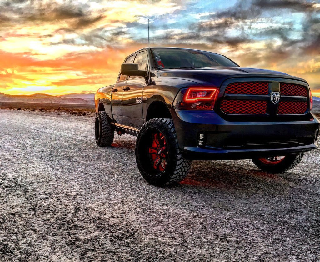 Oracle Lighting 2009-2018 Ram 1500 Sport Pre-assembled SMD Halo Headlights - Black Housing