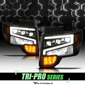 Alpha Owls 2009-2014 Ford F-150 (Excl. Models w/ factory Xenon) Tri-Pro Series LED Projector Headlights - Image 1