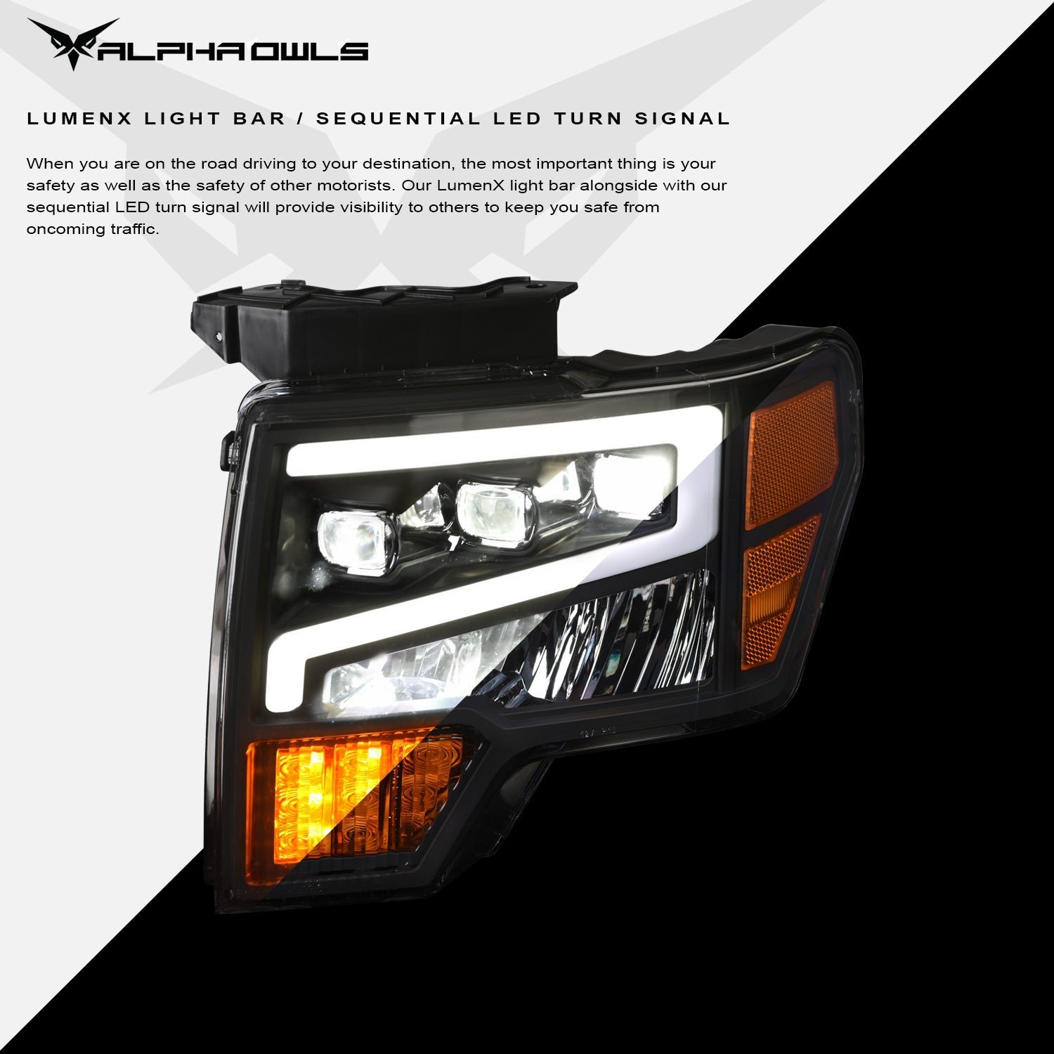 Alpha Owls 2009-2014 Ford F-150 (Excl. Models w/ factory Xenon) Tri-Pro Series LED Projector Headlights - Image 4