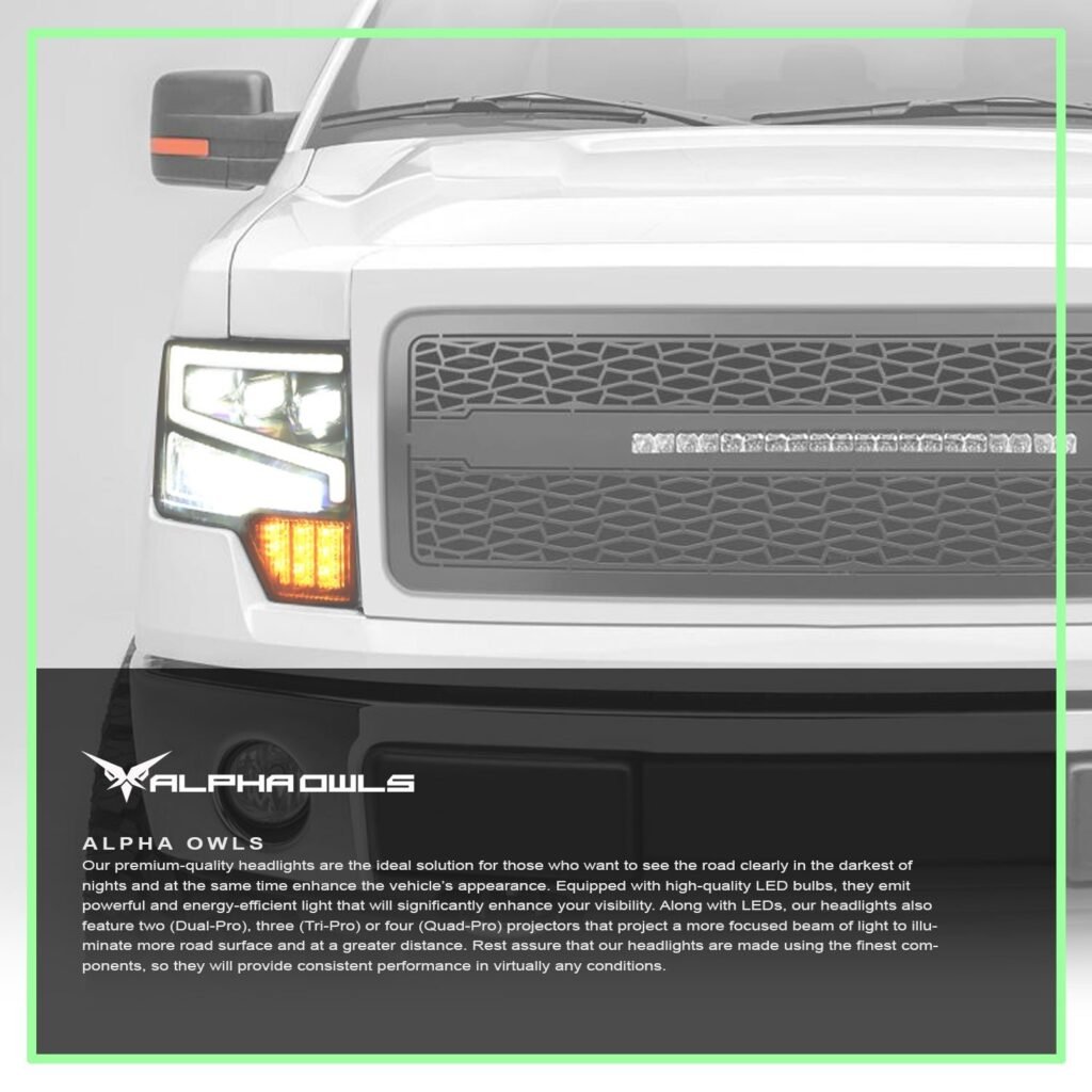 Alpha Owls 2009-2014 Ford F-150 (Excl. Models w/ factory Xenon) Tri-Pro Series LED Projector Headlights