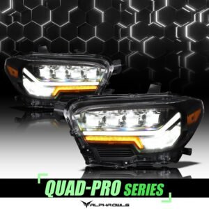 Alpha Owls 2016-2022 Toyota Tacoma Quad-Pro Series LED Projector Headlights (LED DRL Models) - Image 1