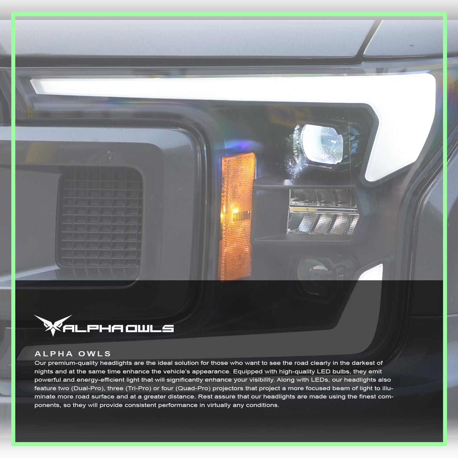 Alpha Owls 2018-2020 Ford F-150 Elite-Pro Series LED Projector Headlights (w/Chrome Bezel) - Image 7