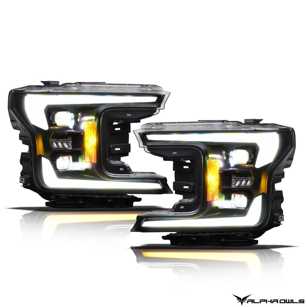 Alpha Owls 2018-2020 Ford F-150 Elite-Pro Series LED Projector Headlights (w/Black Bezel)