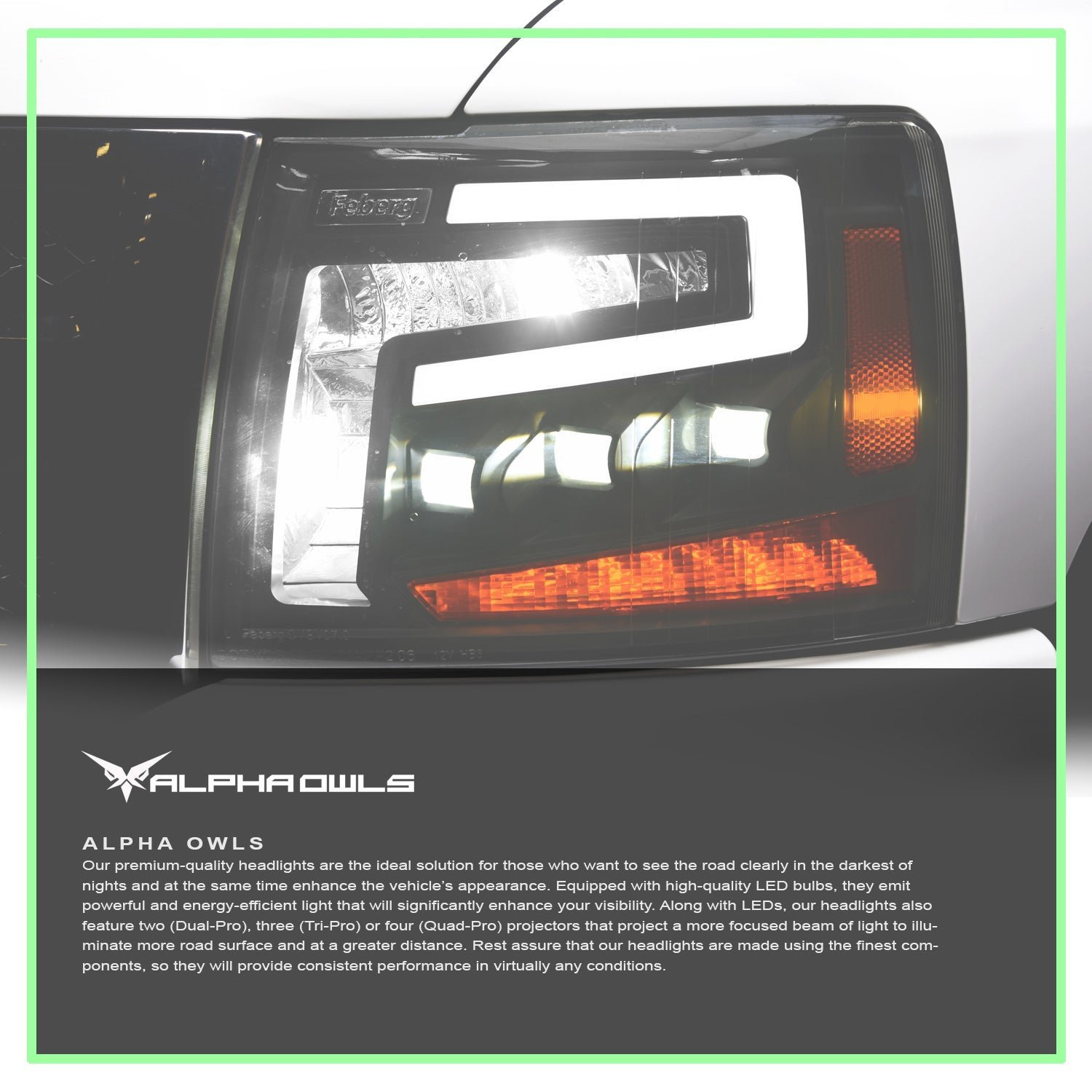 Alpha Owls 2007-2014 Chevy Silverado 2500/3500 Tri-Pro Series LED Projector Headlights - Image 7