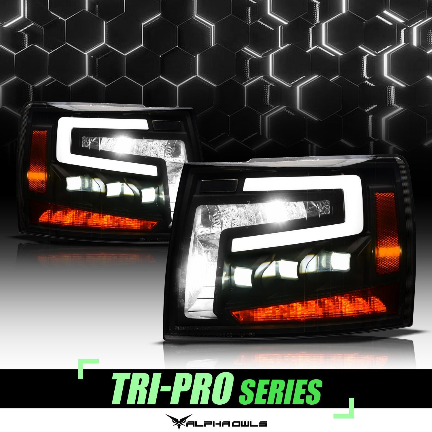 Alpha Owls 2007-2014 Chevy Silverado 2500/3500 Tri-Pro Series LED Projector Headlights - Image 1