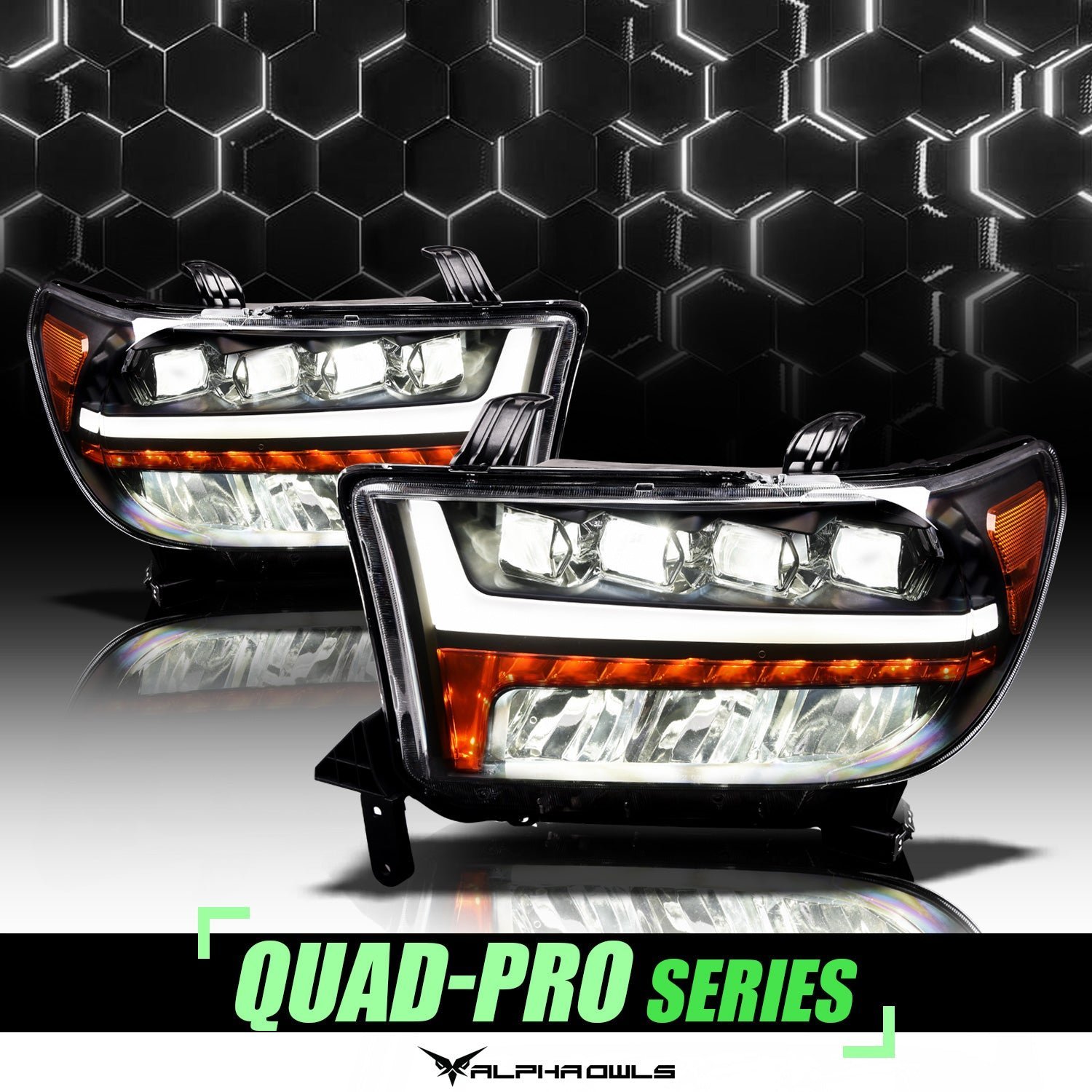 Alpha Owls 2007-2013 Toyota Tundra Quad-Pro Series LED Projector Headlights - Image 1