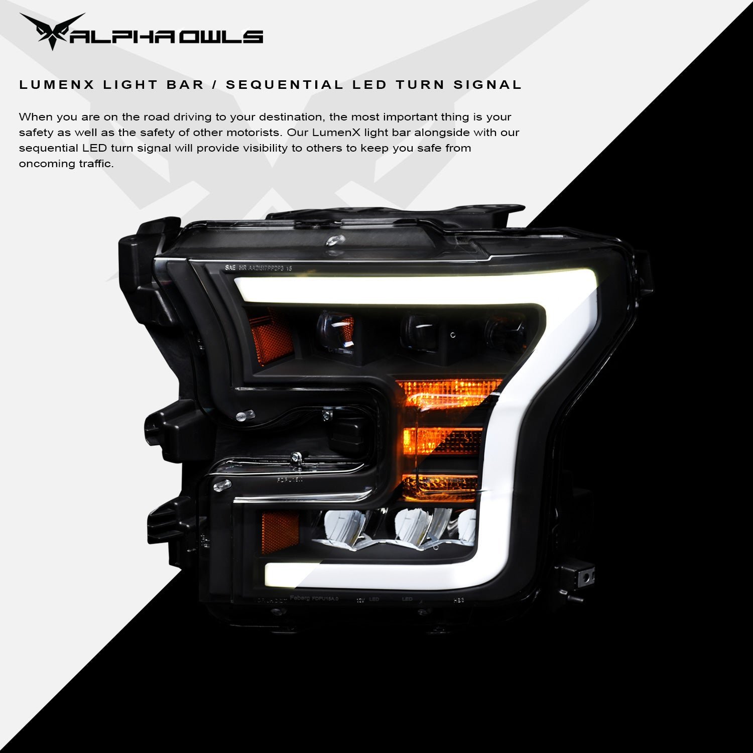 Alpha Owls 2015-2017 Ford F-150 (Excl. Models w/ factory Xenon) Tri-Pro Series LED Projector Headlights - Image 4