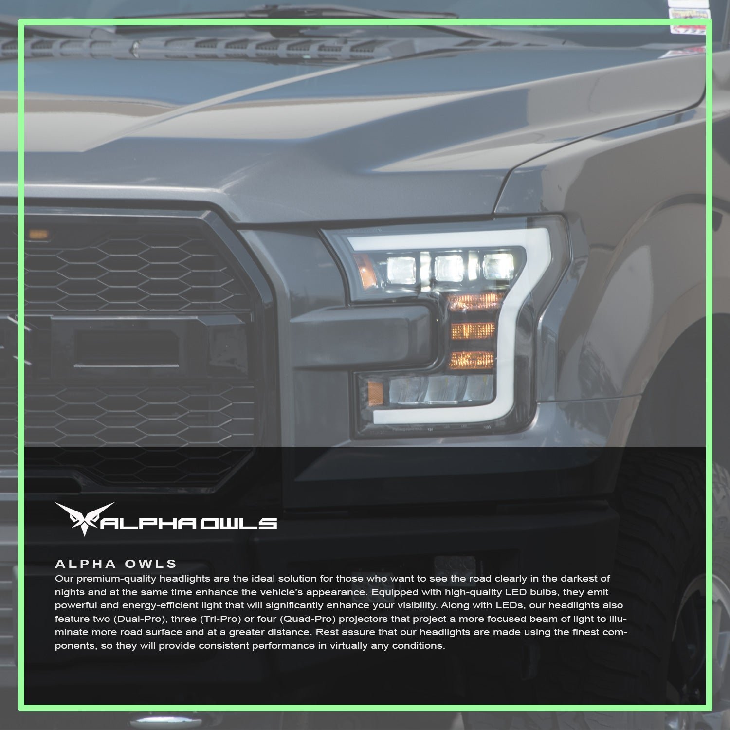 Alpha Owls 2015-2017 Ford F-150 (Excl. Models w/ factory Xenon) Tri-Pro Series LED Projector Headlights - Image 7