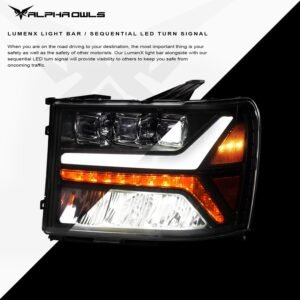 Alpha Owls 2007-2014 GMC Sierra 2500/3500 Tri-Pro Series LED Projector Headlights - Image 4