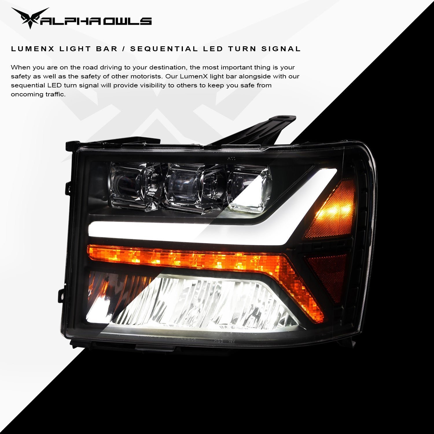 Alpha Owls 2007-2014 GMC Sierra 2500/3500 Tri-Pro Series LED Projector Headlights - Image 4