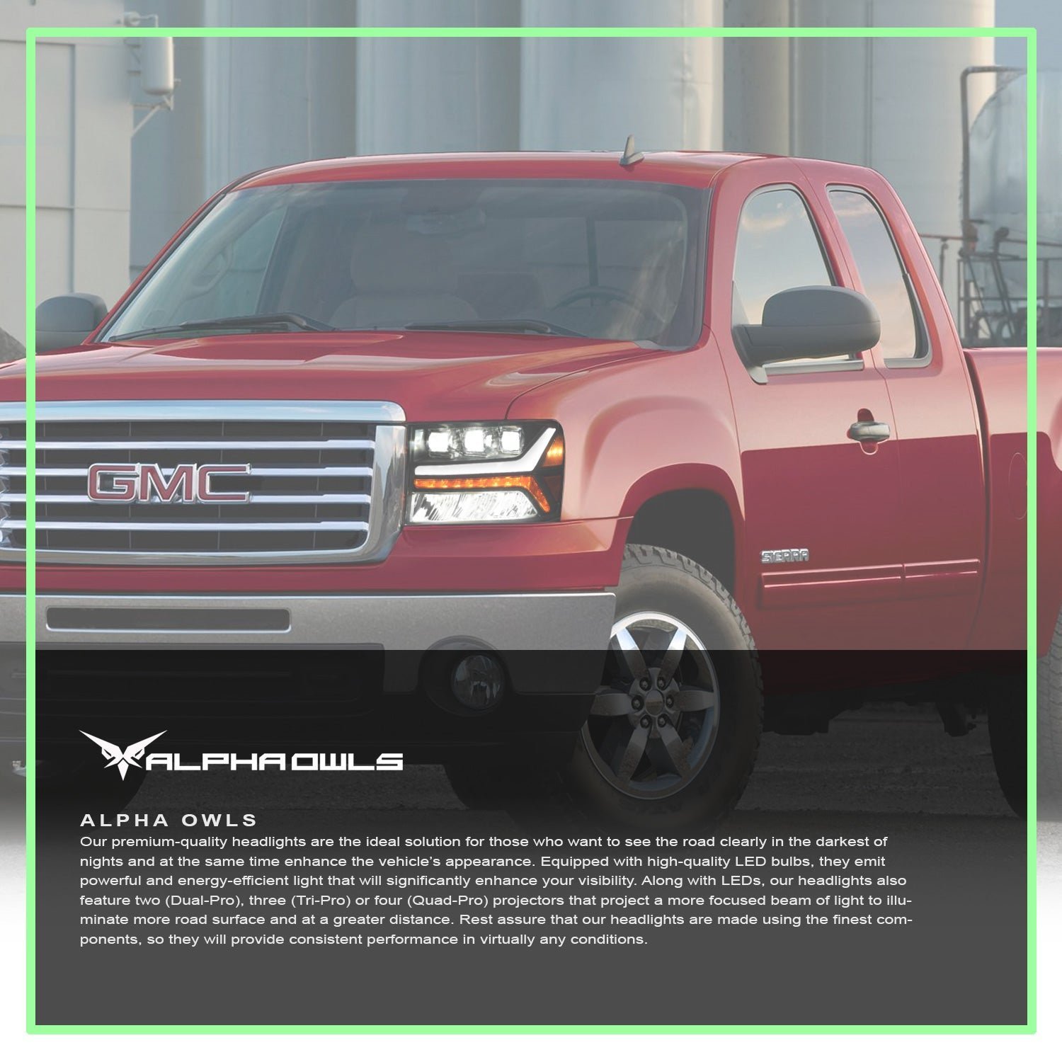 Alpha Owls 2007-2014 GMC Sierra 2500/3500 Tri-Pro Series LED Projector Headlights - Image 7