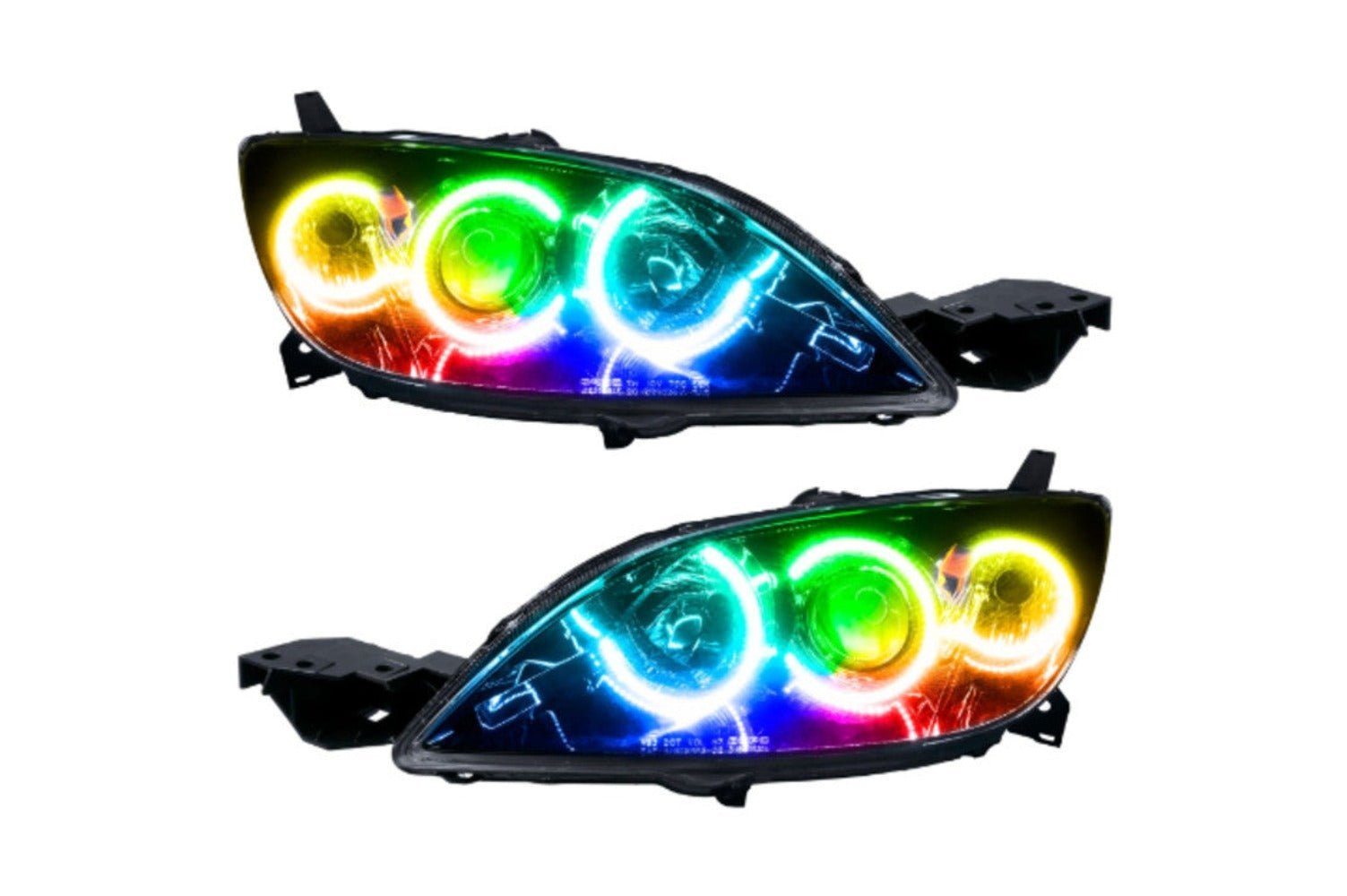 Oracle Led Halo Headlights: 04-09 Mazda 3 Sedan W/o Oem Hid (Colorshift Rgb / Rf Controller) - Image 1