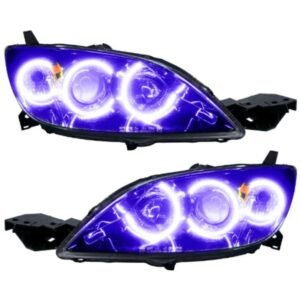 Oracle Led Halo Headlights: 04-09 Mazda 3 Sedan W/o Oem Hid (Uv/purple Smd Single Color) - Image 1