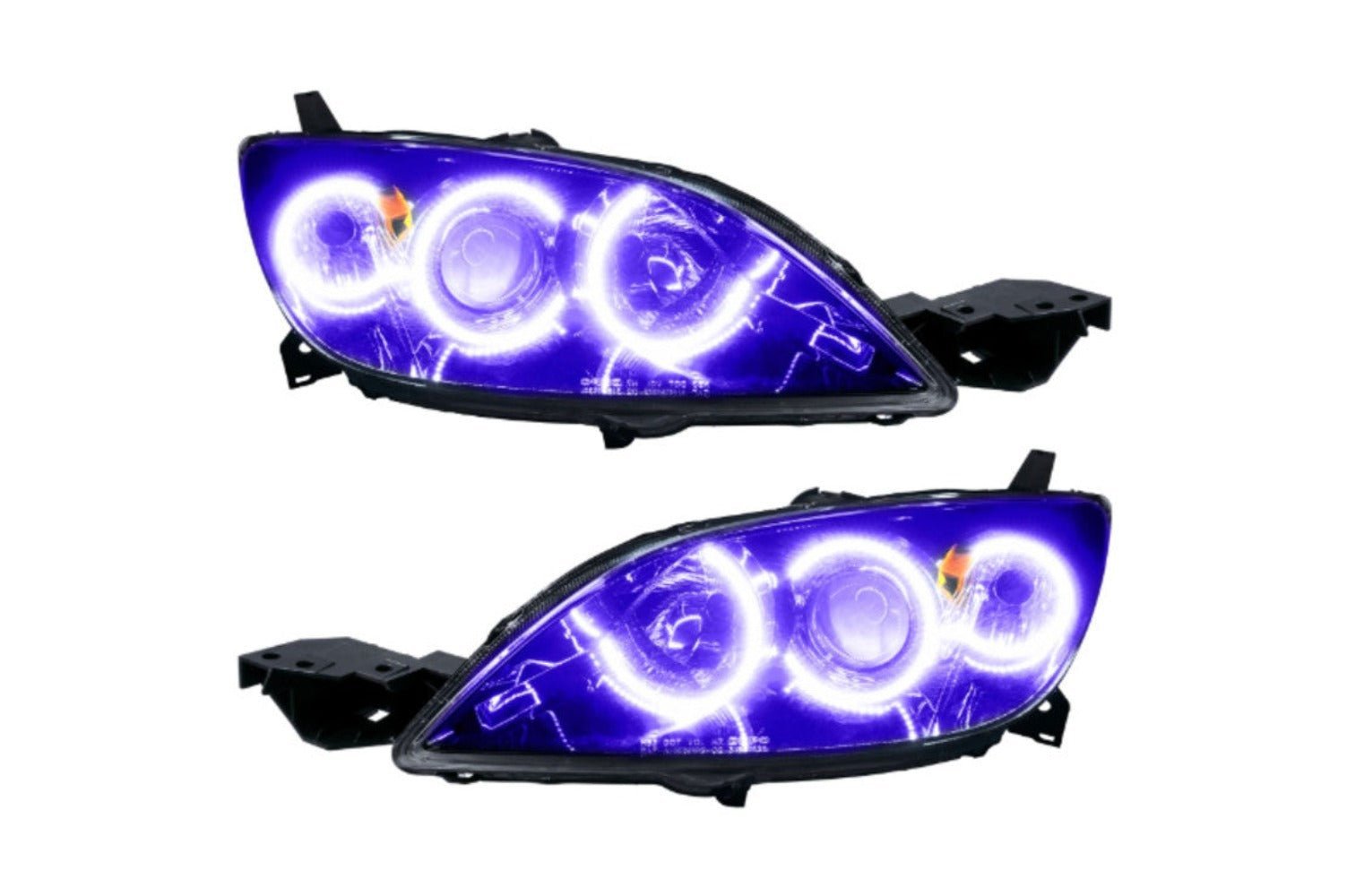 Oracle Led Halo Headlights: 04-09 Mazda 3 Sedan W/o Oem Hid (Uv/purple Smd Single Color) - Image 1