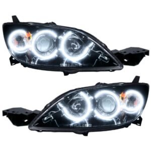 Oracle Led Halo Headlights: 04-09 Mazda 3 Sedan W/o Oem Hid (White Smd Single Color) - Image 1