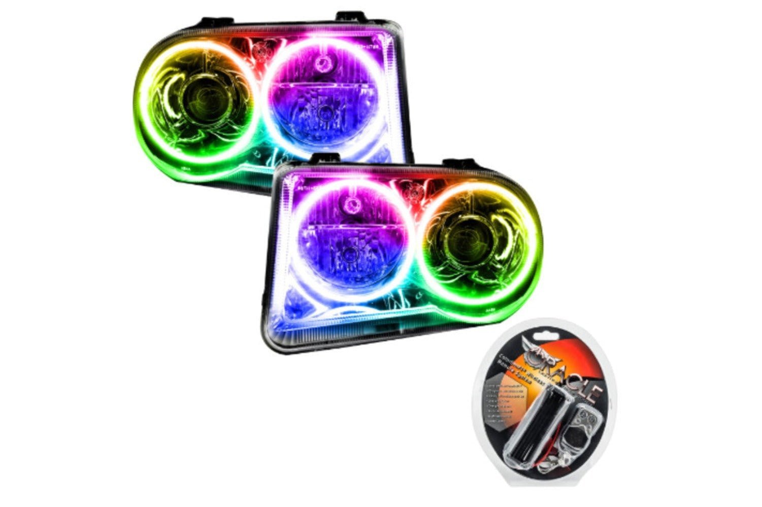 Oracle Led Halo Headlights: 05-10 Chrysler 300c W/o Oem Hid (Colorshift Rgb / Rf Controller) - Image 1