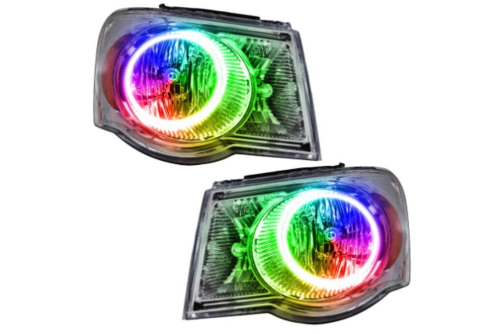 Oracle Led Halo Headlights: 07-09 Chrysler Aspen (Dynamic Colorshift RGB)