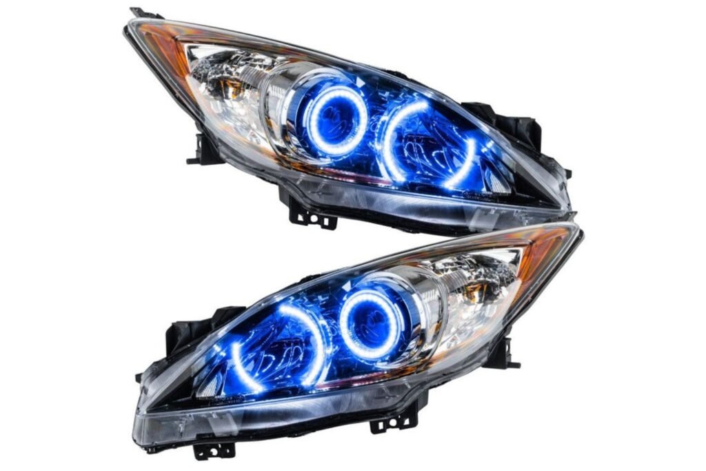 Oracle Led Halo Headlights: 10-13 Mazda 3 W/o Oem Hid (Blue Smd Single Color)