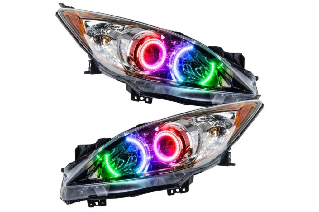 Oracle Led Halo Headlights: 10-13 Mazda 3 W/o Oem Hid (Colorshift Rgb / No Controller)