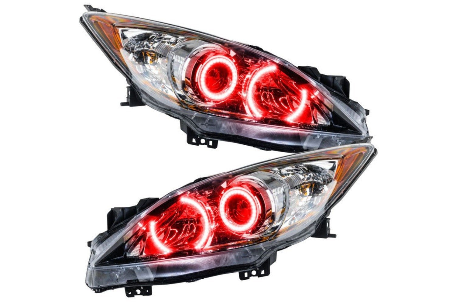 Oracle Led Halo Headlights: 10-13 Mazda 3 W/o Oem Hid (Red Smd Single Color) - Image 1