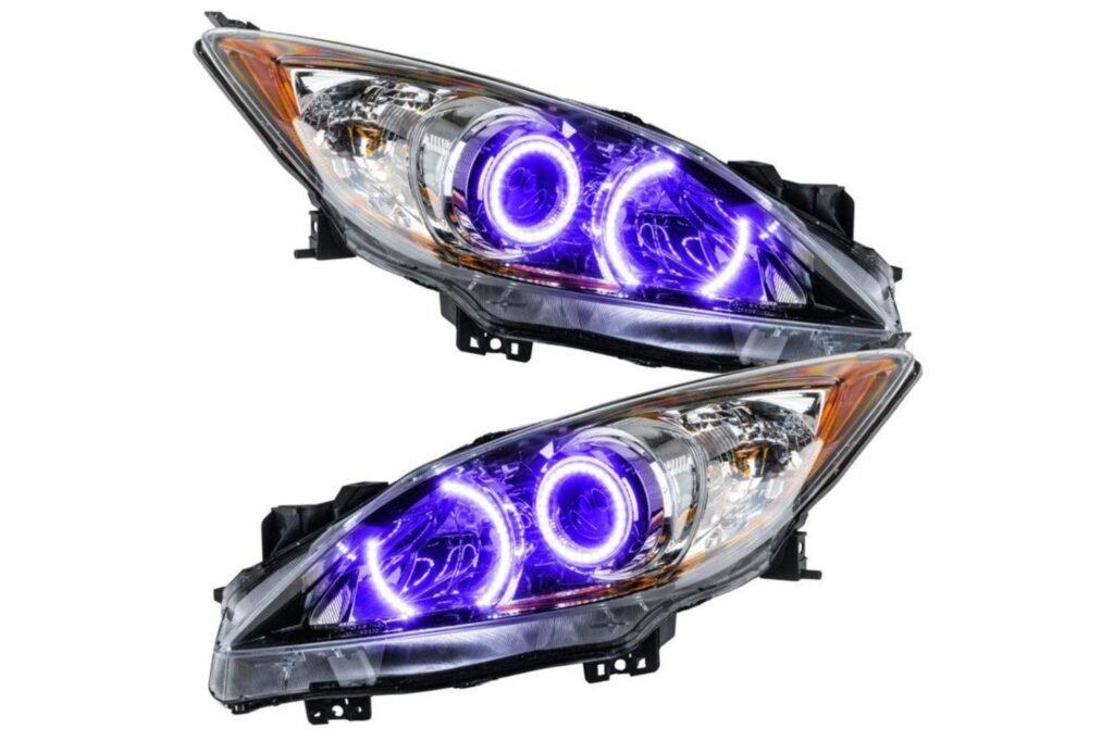 Oracle Led Halo Headlights: 10-13 Mazda 3 W/o Oem Hid (Uv/purple Smd Single Color)