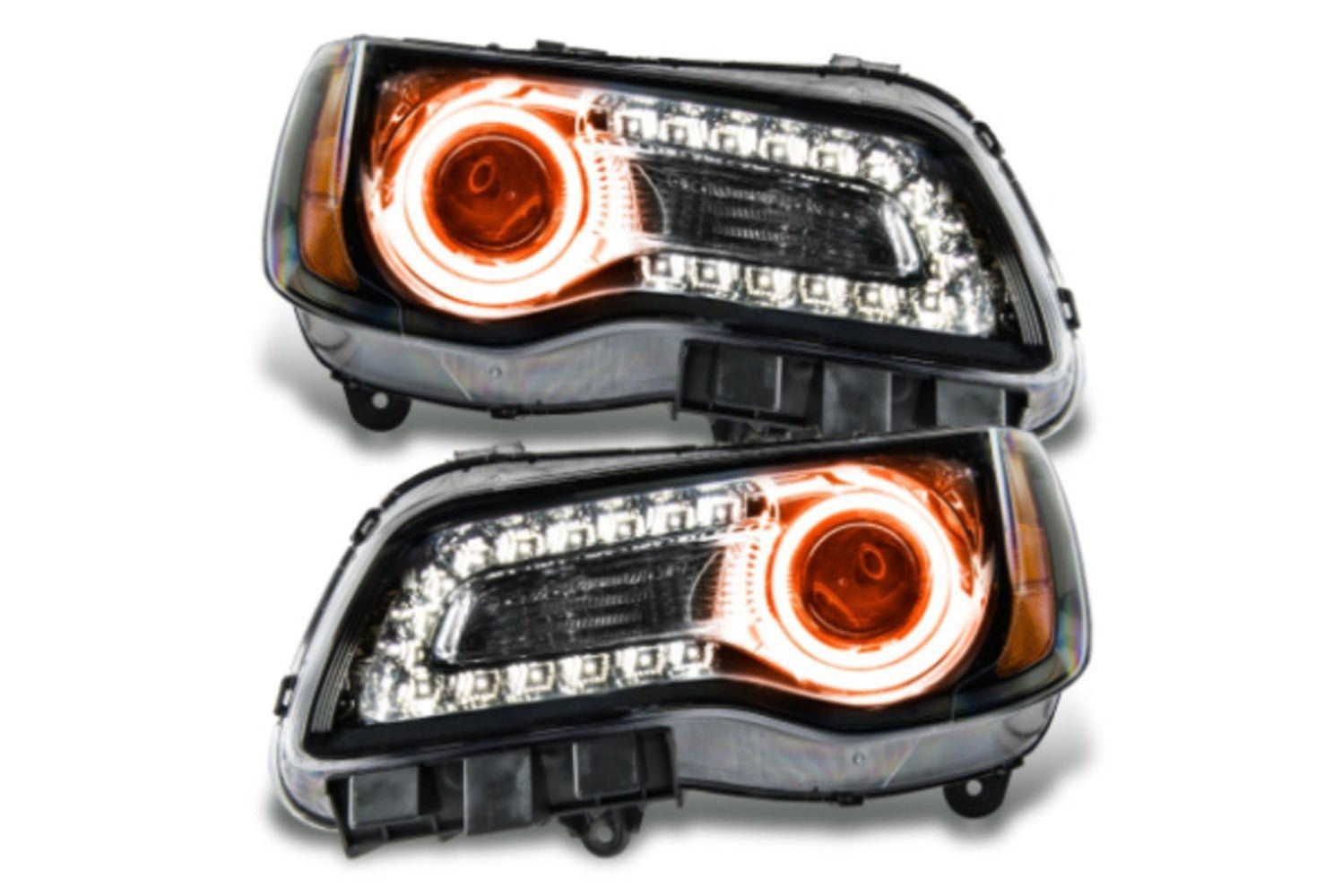 Oracle LED Halo Headlights: 11-14 Chrysler 300c W/o OEM HID (Black / Amber SMD Single Color) - Image 1