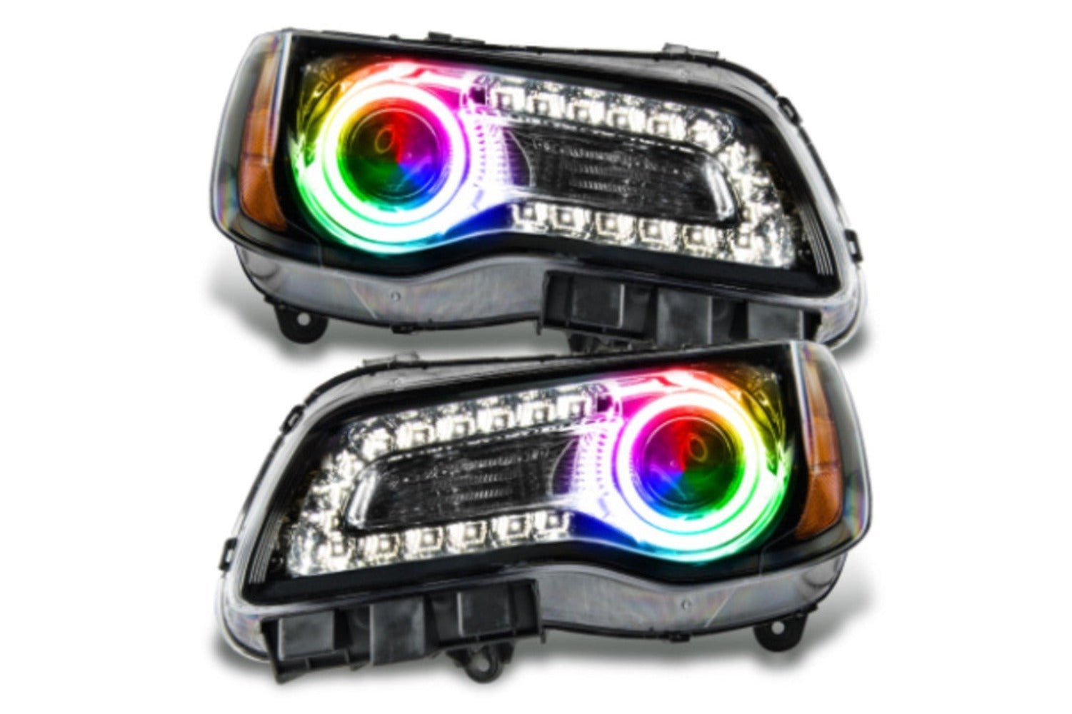 Oracle LED Halo Headlights: 11-14 Chrysler 300c W/o OEM HID (Black / Colorshift RGB / BC1 Controller) - Image 1