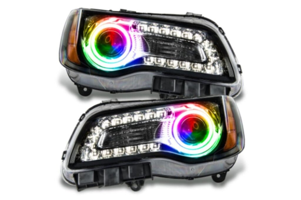 Oracle LED Halo Headlights: 11-14 Chrysler 300c W/o OEM HID (Black / Colorshift RGB / No Controller)