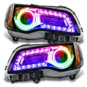 Oracle LED Halo Headlights: 11-14 Chrysler 300c W/o OEM HID (Black / Colorshift RGB + RGB DRL / 2.0 Controller) - Image 1