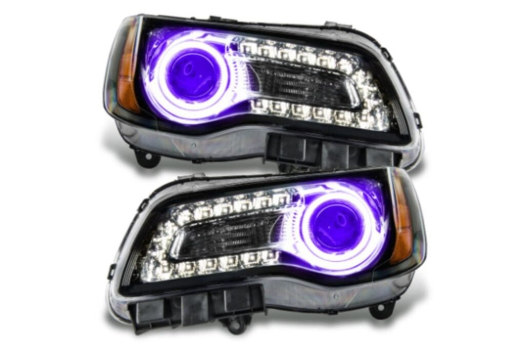 Oracle LED Halo Headlights: 11-14 Chrysler 300c W/o OEM HID (Black / UV/Purple SMD Single Color)