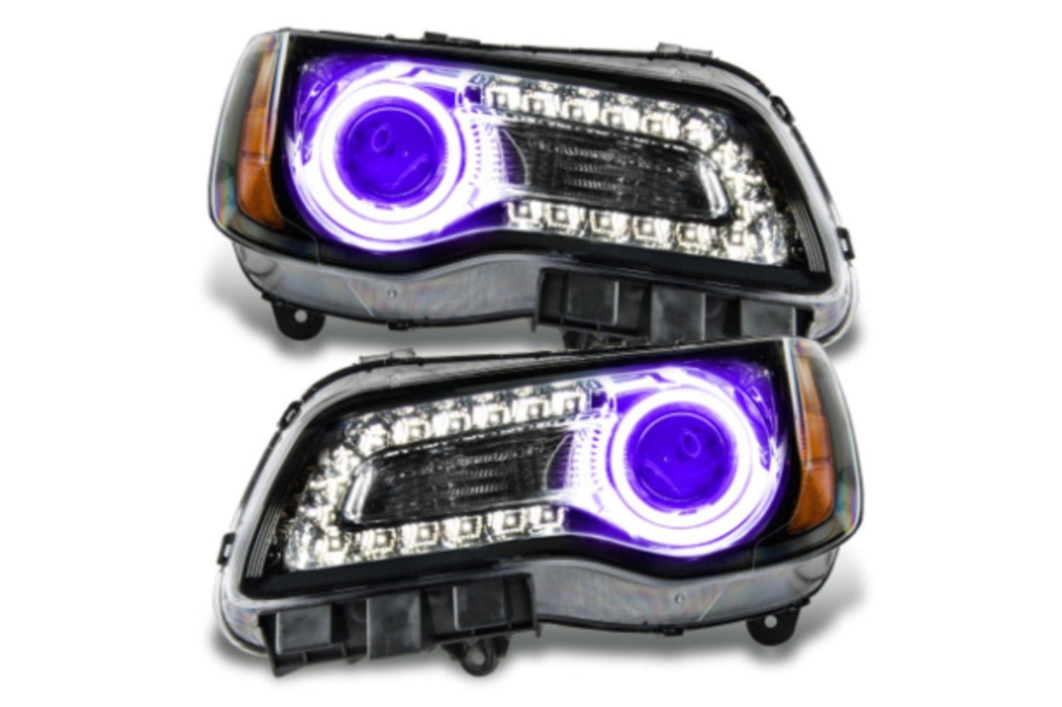 Oracle LED Halo Headlights: 11-14 Chrysler 300c W/o OEM HID (Black / UV/Purple SMD Single Color) - Image 1