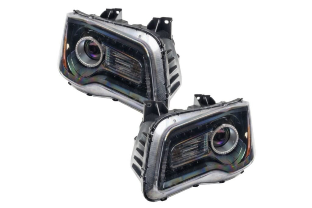 Oracle LED Halo Headlights: 11-14 Chrysler 300c W/o OEM HID (Black / White SMD Single Color)