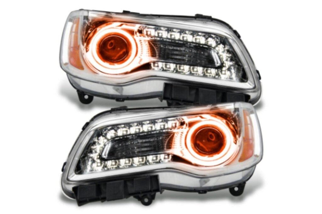 Oracle LED Halo Headlights: 11-14 Chrysler 300c W/o OEM HID (Chrome / Amber SMD Single Color)