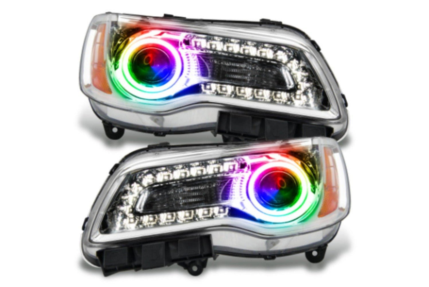 Oracle LED Halo Headlights: 11-14 Chrysler 300c W/o OEM HID (Chrome / Colorshift RGB / 2.0 Controller) - Image 1