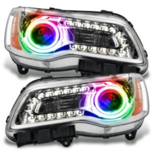 Oracle LED Halo Headlights: 11-14 Chrysler 300c W/o OEM HID (Chrome / Colorshift RGB / BC1 Controller) - Image 1