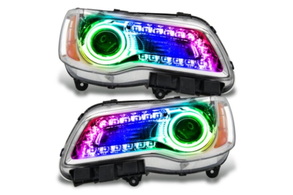 Oracle LED Halo Heads: 11-14 Chrysler 300c W/o Oem Hid (Chrome / Colorshift RGB + RGB DRL / Simple Controller)