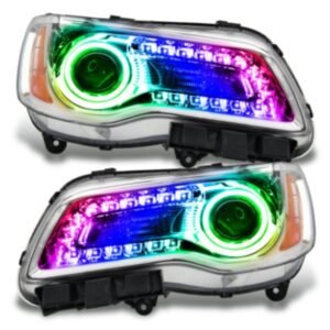 Oracle LED Halo Heads: 11-14 Chrysler 300c W/o Oem Hid (Chrome / Colorshift RGB + RGB DRL / Simple Controller) - Image 1